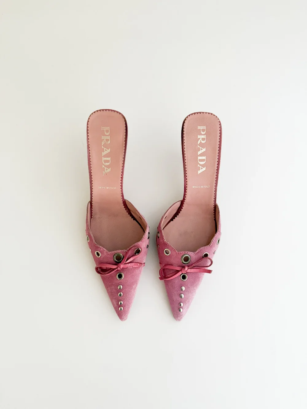 PRADA プラダ　ミュール　ハイヒール　タッセル　ピンクベージュ PRADA プラダ ミュール ハイヒール タッセル ピンクベージュ